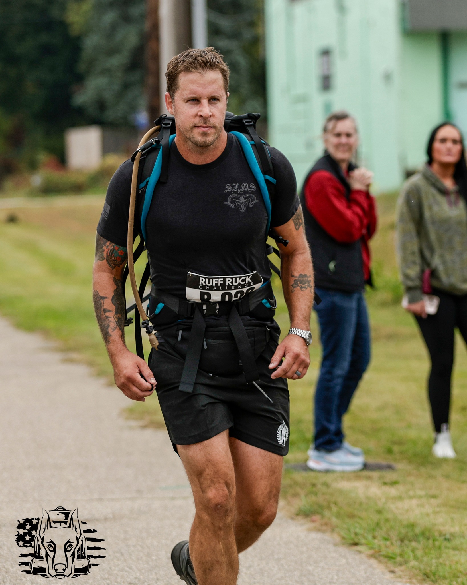 A participant ruck-marches at the Ruff Ruck Challenge